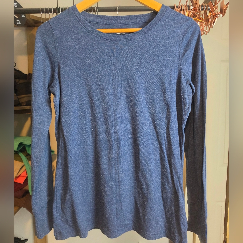 Mossimo Supply Co. Women's Long Sleeve Crewneck Top - Heather Navy